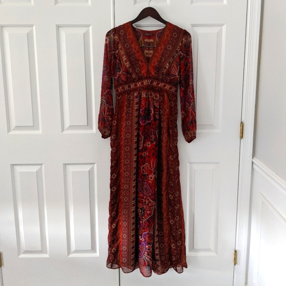 Anthropologie long sleeve Boho Maxi Dress